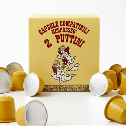 10 Capsule compatibili Nespresso "2 Puttini"  70% arabica / 30% robusta - Caffè Putto